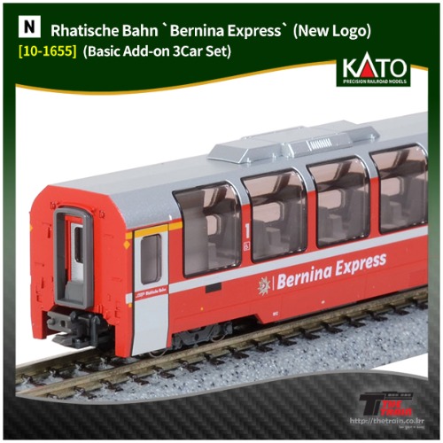 KATO 10-1655 Rhatische Bahn `Bernina Express` (New Logo) Basic Add-on 3Car Set