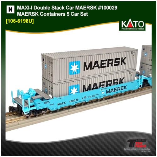 KATO 106-6198U Double Stack Car MAERSK #100029 Containers 5 Car Set (중고)