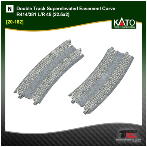 KATO 20-182 Double Track Superelevated Easement Curve R414/381 L/R 45 (22.5x2)
