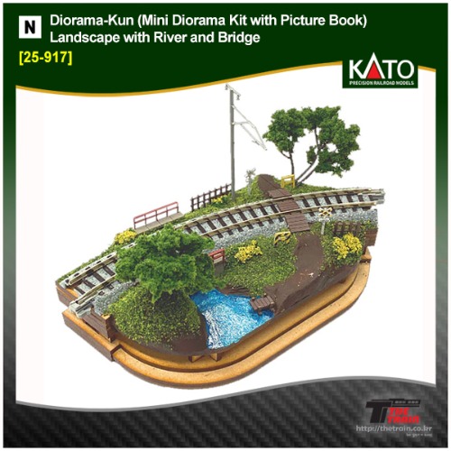 KATO 25-917 Diorama-Kun (Mini Diorama Kit with Picture Book) Landscape with River and Bridge