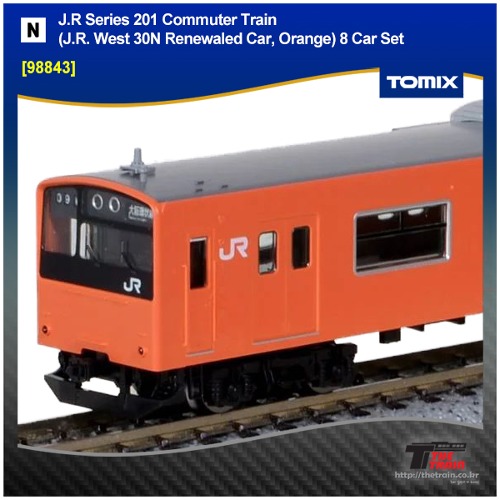 TOMIX 98843 J.R Series 201 Commuter Train  (J.R. West 30N Renewaled Car, Orange) 8 Car Set