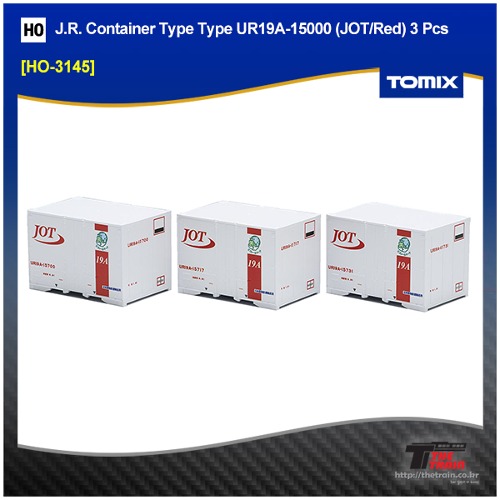 TOMIX HO-3145 (HO) J.R. Container Type Type UR19A-15000 (JOT/Red) 3 Pcs
