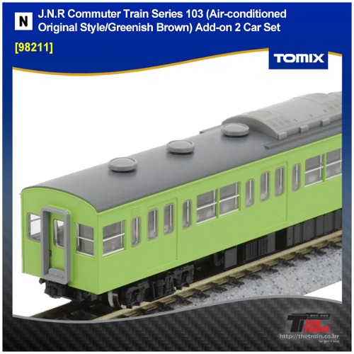 TOMIX 98211. J.N.R Commuter Train Series 103 (Air-conditioned  Original Style/Greenish Brown) Add-on 2 Car Set